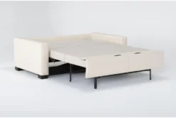 Mackenzie White Leather 80" Queen Plus Sofa Sleeper -Living Room Furniture Shop 303880 white leather sleeper side 19