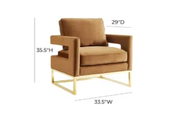 Evelyn Cognac Velvet Accent Chair 11 Evelyn Cognac Velvet Accent Chair -Living Room Furniture Shop 304040 brown fabric accent chair front 02