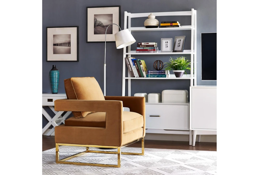 Evelyn Cognac Velvet Accent Chair 5 Evelyn Cognac Velvet Accent Chair - Image 5