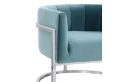 Deanna Sea Blue Velvet Accent Chair With Silver Base -Living Room Furniture Shop 304042 blue fabric accent chair detail 44