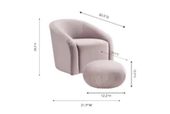 Maisy Mauve Velvet Accent Chair + Ottoman Set -Living Room Furniture Shop 304107 purple fabric accent chair front 02