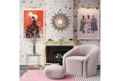 Maisy Mauve Velvet Accent Chair + Ottoman Set -Living Room Furniture Shop 304107 purple fabric accent chair room 85