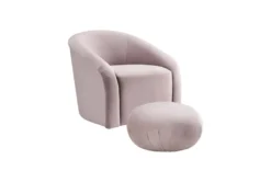 Maisy Mauve Velvet Accent Chair + Ottoman Set