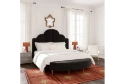 Bridgette Black Eastern King Velvet Bench -Living Room Furniture Shop 304165 black fabric bench room 852