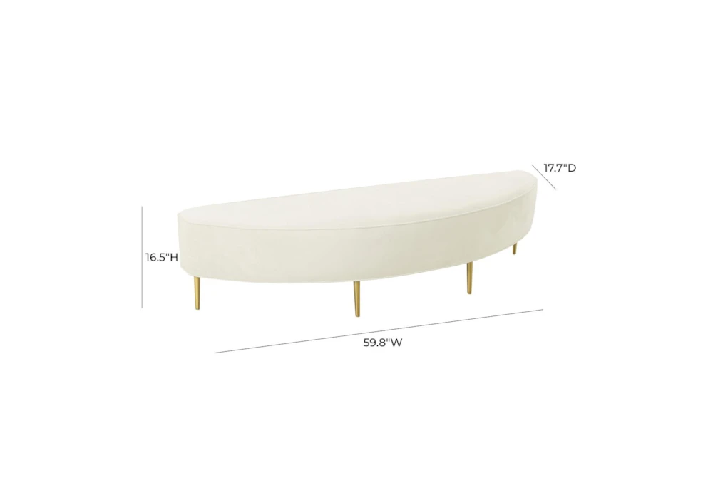 Bridgette Cream Full Velvet Bench 3 Bridgette Cream Full Velvet Bench - Image 3