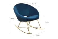 Blake Navy Rocking Chair -Living Room Furniture Shop 304180 blue fabric rocker front 02