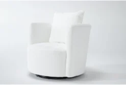 Edge White Chenille 37" Swivel Accent Chair 11 Edge White Chenille 37" Swivel Accent Chair -Living Room Furniture Shop 304796 white fabric accent chair detail 44