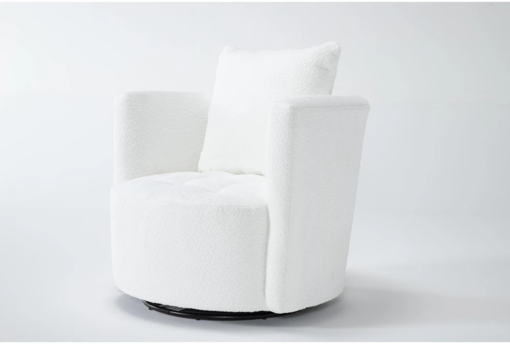 Edge White Chenille 37" Swivel Accent Chair 4 Edge White Chenille 37" Swivel Accent Chair - Image 4