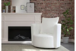 Edge White Chenille 37" Swivel Accent Chair 15 Edge White Chenille 37" Swivel Accent Chair -Living Room Furniture Shop 304796 white fabric accent chair room 59