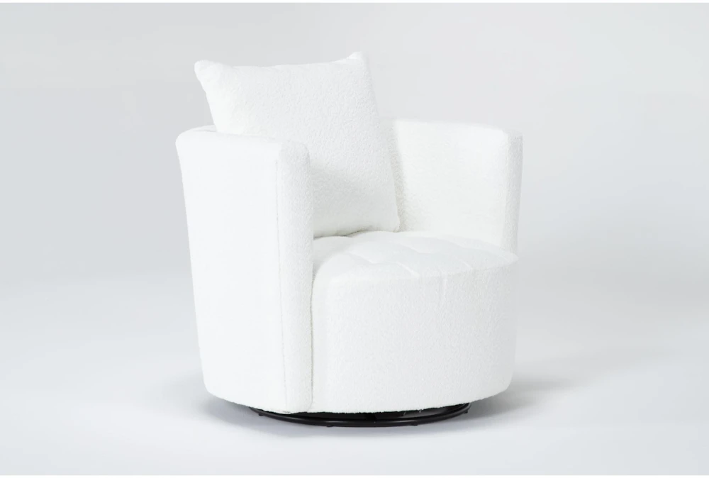 Edge White Chenille 37" Swivel Accent Chair 2 Edge White Chenille 37" Swivel Accent Chair - Image 2
