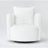 Edge White Chenille 37" Swivel Accent Chair
