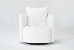 Edge White Chenille 37" Swivel Accent Chair