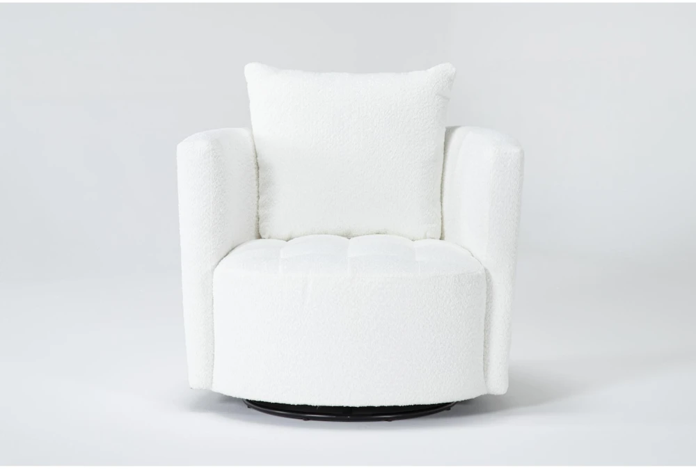 Edge White Chenille 37" Swivel Accent Chair 1 Edge White Chenille 37" Swivel Accent Chair