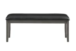 Malabar 48" Dark Grey Faux Leather Bench -Living Room Furniture Shop 304902 wood front 02 1