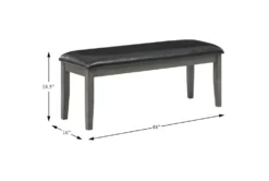 Malabar 48" Dark Grey Faux Leather Bench -Living Room Furniture Shop 304902 grey wood dining bench detail 44 1