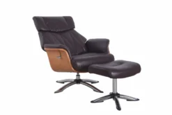 Ingram Espresso Faux Leather Reclining Swivel Chair And Ottoman -Living Room Furniture Shop 304971 brown polyurethane chair and ottoman set detail 44