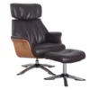 Ingram Espresso Faux Leather Reclining Swivel Chair And Ottoman