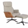 Ingram Cobblestone Faux Leather Reclining Swivel Chair And Ottoman