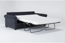 Athos Midnight Blue 86" Queen Sleeper Sofa -Living Room Furniture Shop 305929 blue fabric sleeper side 19