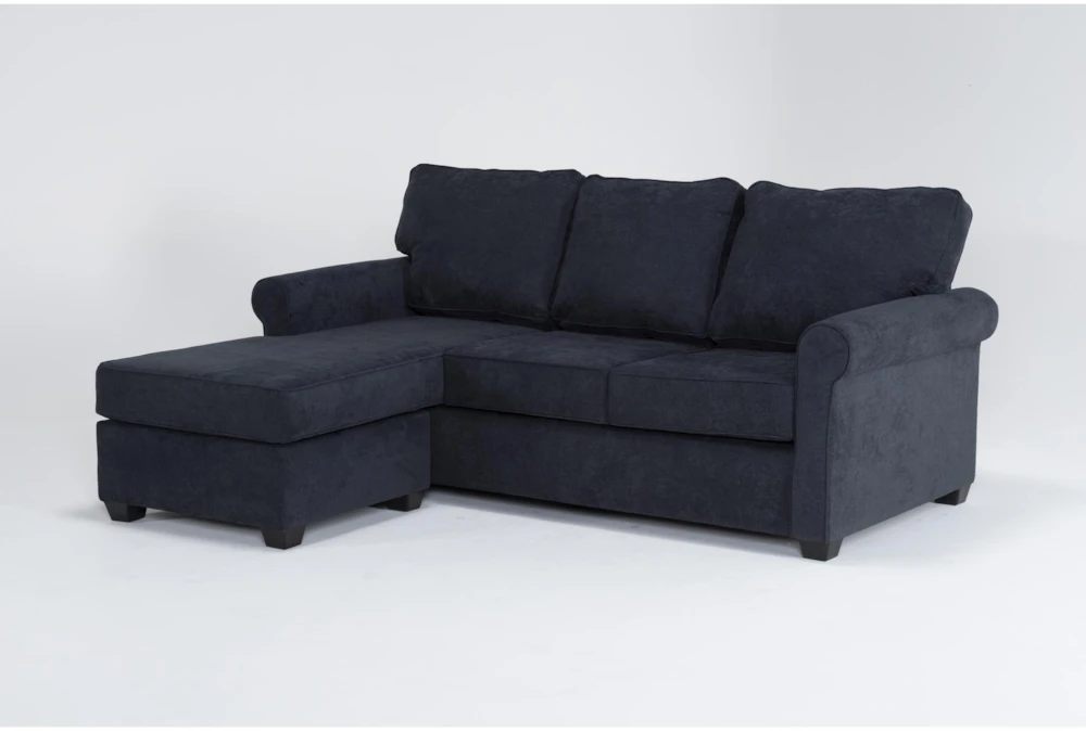 Athos Midnight Blue 86" Queen Sleeper Sofa With Reversible Chaise 2 Athos Midnight Blue 86" Queen Sleeper Sofa With Reversible Chaise - Image 2