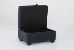 Midnight Blue Storage Ottoman -Living Room Furniture Shop 305963 blue fabric ottoman side 19
