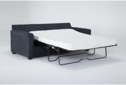 Aramis Midnight Blue 83" Queen Sleeper Sofa With Reversible Chaise -Living Room Furniture Shop 305966 blue fabric reversible sofa chaise side 19