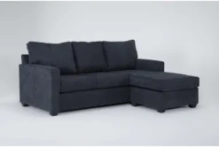 Aramis Midnight Blue 83" Queen Sleeper Sofa With Reversible Chaise