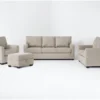 Aramis Cream 4 Piece Queen Sleeper Sofa, Loveseat, Chair & Storage Ottoman Set