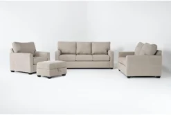 Aramis Cream 4 Piece Queen Sleeper Sofa, Loveseat, Chair & Storage Ottoman Set