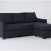 Porthos Midnight Blue 80" Queen Sleeper Sofa With Reversible Chaise