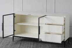 White 3 Drawer 2 Door Sideboard -Living Room Furniture Shop 307279 white wood cabinet detail 44