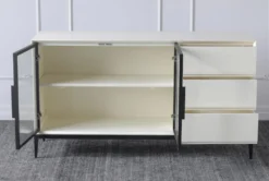 White 3 Drawer 2 Door Sideboard -Living Room Furniture Shop 307279 white wood cabinet detail 46