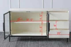 White 3 Drawer 2 Door Sideboard -Living Room Furniture Shop 307279 white wood cabinet detail 49