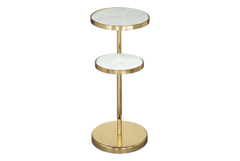White & Gold Marble Tops Side Table 2 White & Gold Marble Tops Side Table - Image 2