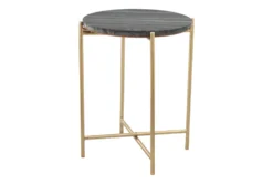 Gray & Gold Marble Top Side Table
