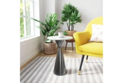 White & Black Marble Top Pedestal End Table -Living Room Furniture Shop 307379 room 85