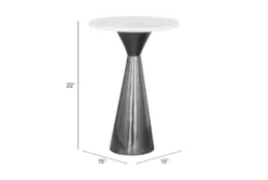White & Black Marble Top Pedestal End Table -Living Room Furniture Shop 307379 white metal accent table detail 49