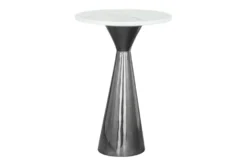 White & Black Marble Top Pedestal End Table