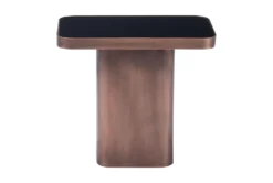 Brown Pedestal End Table With Painted Glass Top -Living Room Furniture Shop 307383 black metal accent table detail 45