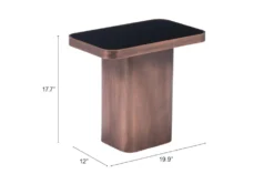 Brown Pedestal End Table With Painted Glass Top -Living Room Furniture Shop 307383 black metal accent table detail 48