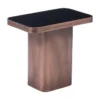 Brown Pedestal End Table With Painted Glass Top