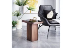 Brown Pedestal End Table With Painted Glass Top -Living Room Furniture Shop 307383 room 85