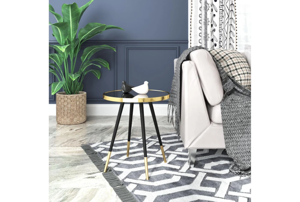 Black & Gold Mirror Top Side Table 9 Black & Gold Mirror Top Side Table - Image 9