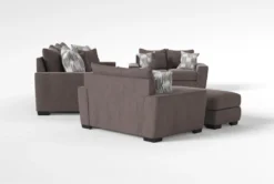 Parker II Chenille 101" Sofa/Loveseat/Chair/Ottoman Set -Living Room Furniture Shop 307460 brown fabric living room set side 20
