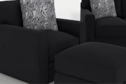 Cypress III Foam Sofa/Loveseat/Chair/Ottoman Set -Living Room Furniture Shop 307532 black fabric living room set detail 44