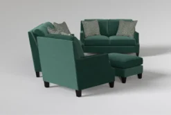 Kayla III Sofa/Loveseat/Chair/Ottoman Set -Living Room Furniture Shop 307541 green velvet living room set side 19