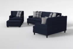 Madalyn II Sofa/Loveseat/Chair/Ottoman Set -Living Room Furniture Shop 307545 blue velvet living room set side 20