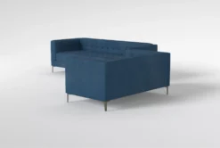 Wesley III Velvet Sofa/Loveseat Set 11 Wesley III Velvet Sofa/Loveseat Set -Living Room Furniture Shop 307558 blue fabric living room set side 20