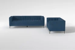 Wesley III Velvet Sofa/Loveseat Set