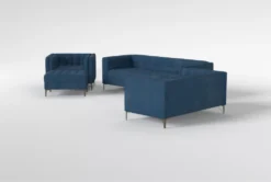 Wesley III Sofa/Loveseat/Chair/Ottoman Set 11 Wesley III Sofa/Loveseat/Chair/Ottoman Set -Living Room Furniture Shop 307567 blue fabric living room set side 20